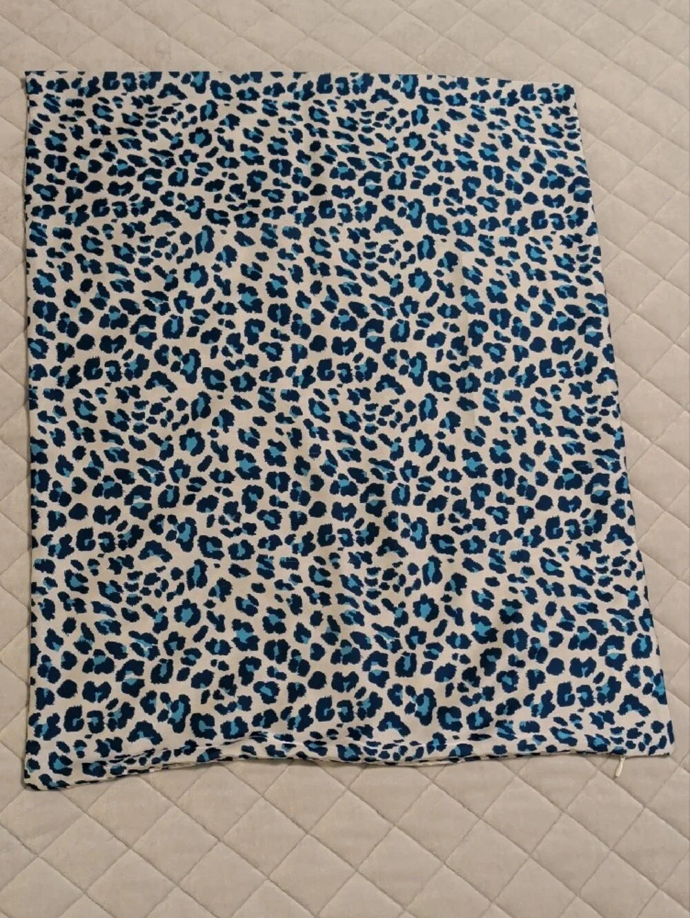 Mulberry Silk Blue and White Leopard Print Pillow Sham